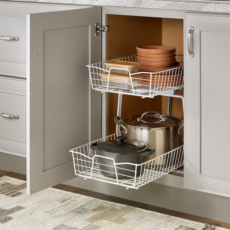 ClosetMaid White Finish 14-inch Two-Tier Pull Out Cabinet Organizer