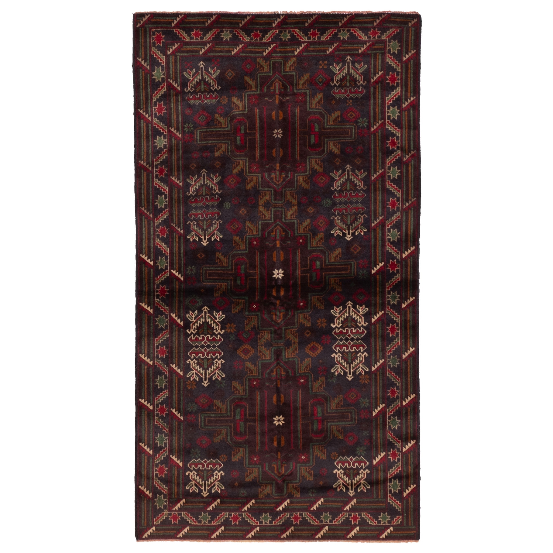 ECARPETGALLERY Hand-knotted Teimani Dark Navy Wool Rug - 3'6 x 6'6