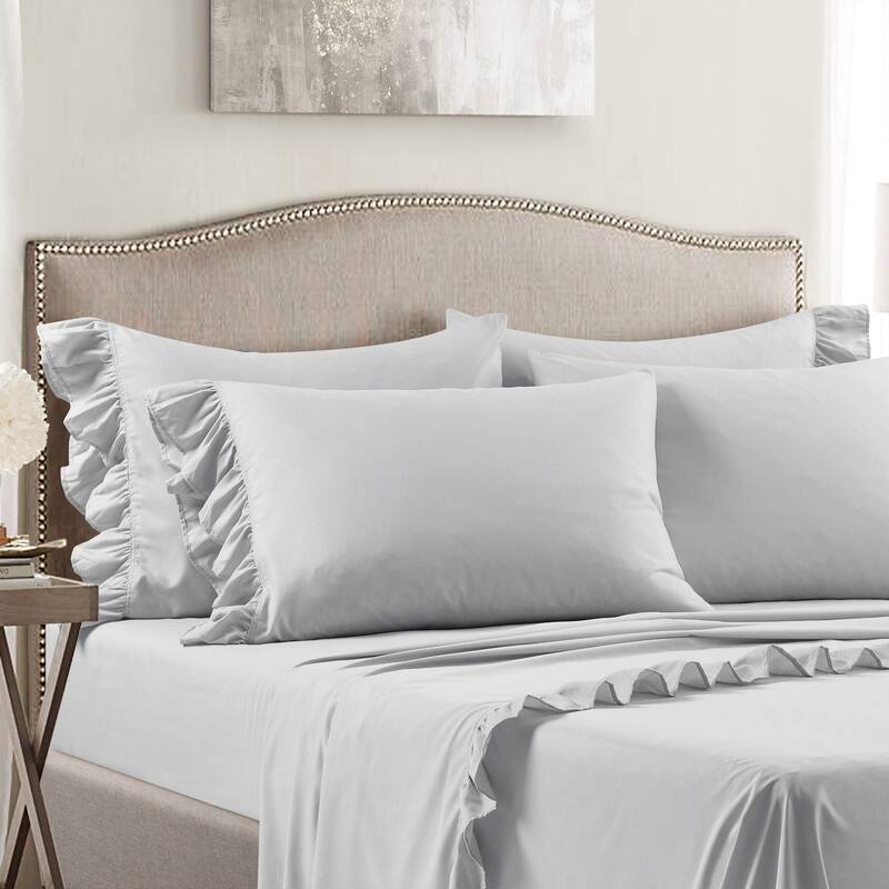 Lush Decor Reyna Ruffle Sheet Set - Light Gray - Full