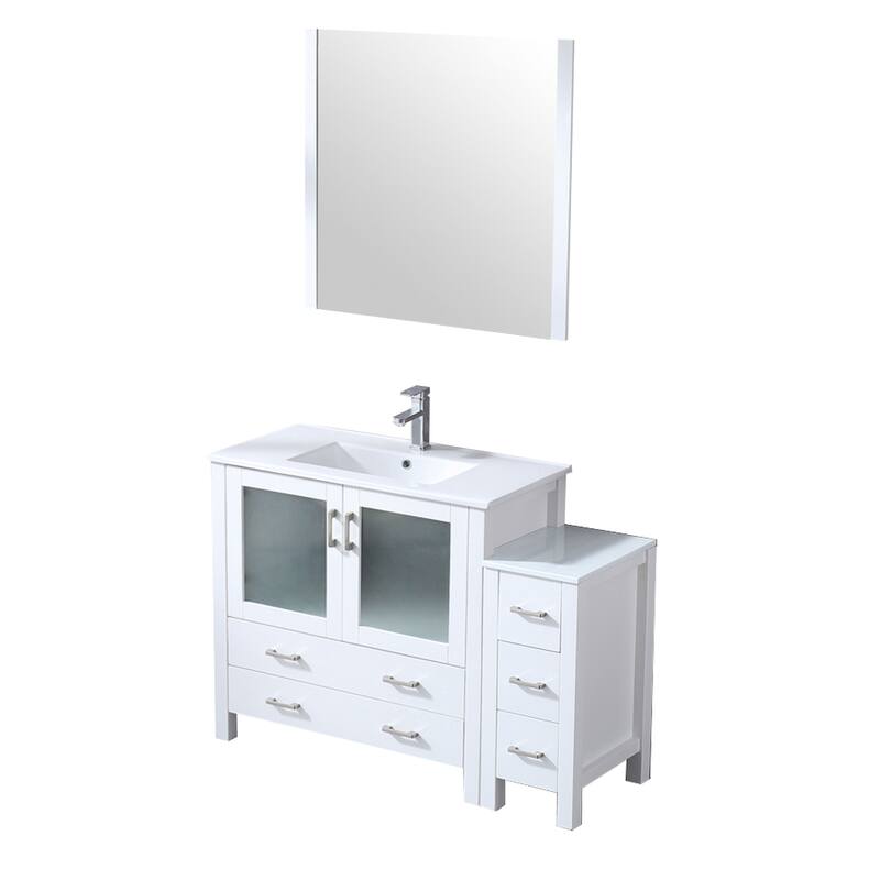 Volez Bath Vanity with Side Cabinet, Faucet Set and Mirror