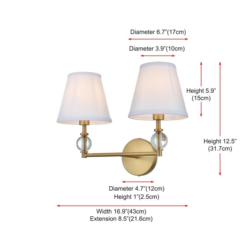 Elegant Lighting LD7022W15 Bethany 2 Light 17" Wide Vanity Light