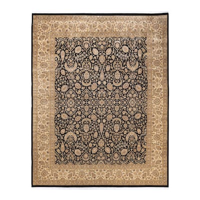 Overton Hand Knotted Wool Vintage Inspired Traditional Mogul Black Area Rug - 8 x 10