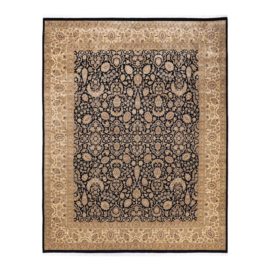 Overton Hand Knotted Wool Vintage Inspired Traditional Mogul Black Area Rug - 8 x 10