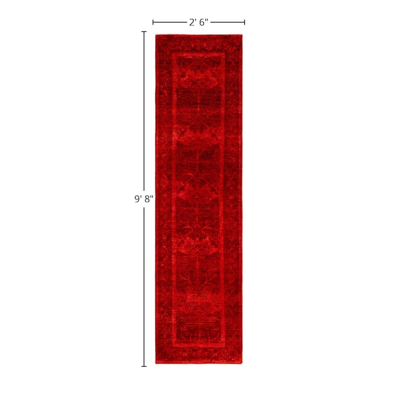 Overdyed One-of-a-Kind Hand-Knotted Area Rug - Red - 2' 6" x 9' 8"