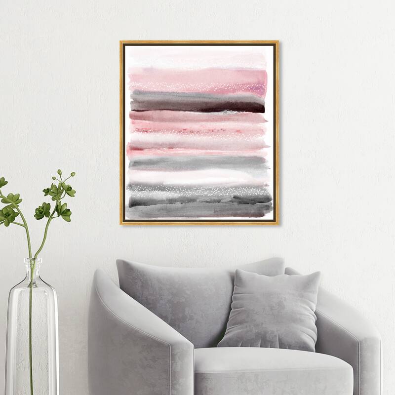 Oliver Gal 'Pink Sunset' Abstract Wall Art Framed Canvas Print Patterns