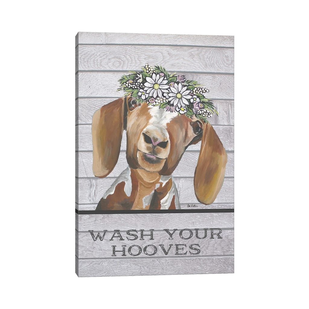iCanvas "Goat Bathroom Art, Wash Your Hooves" by Hippie Hound Studios Canvas Print