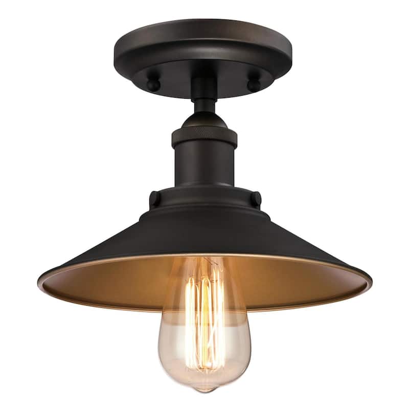 Westinghouse Louis One-Light Indoor Semi-Flush Ceiling Fixture, Oil Rubbed Bronze Finish and Metallic Bronze Interior