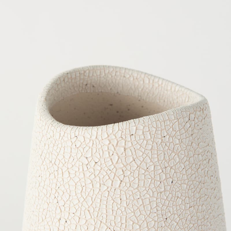 Salar Cream Gourd Style Crackled Ceramic Vase (14")