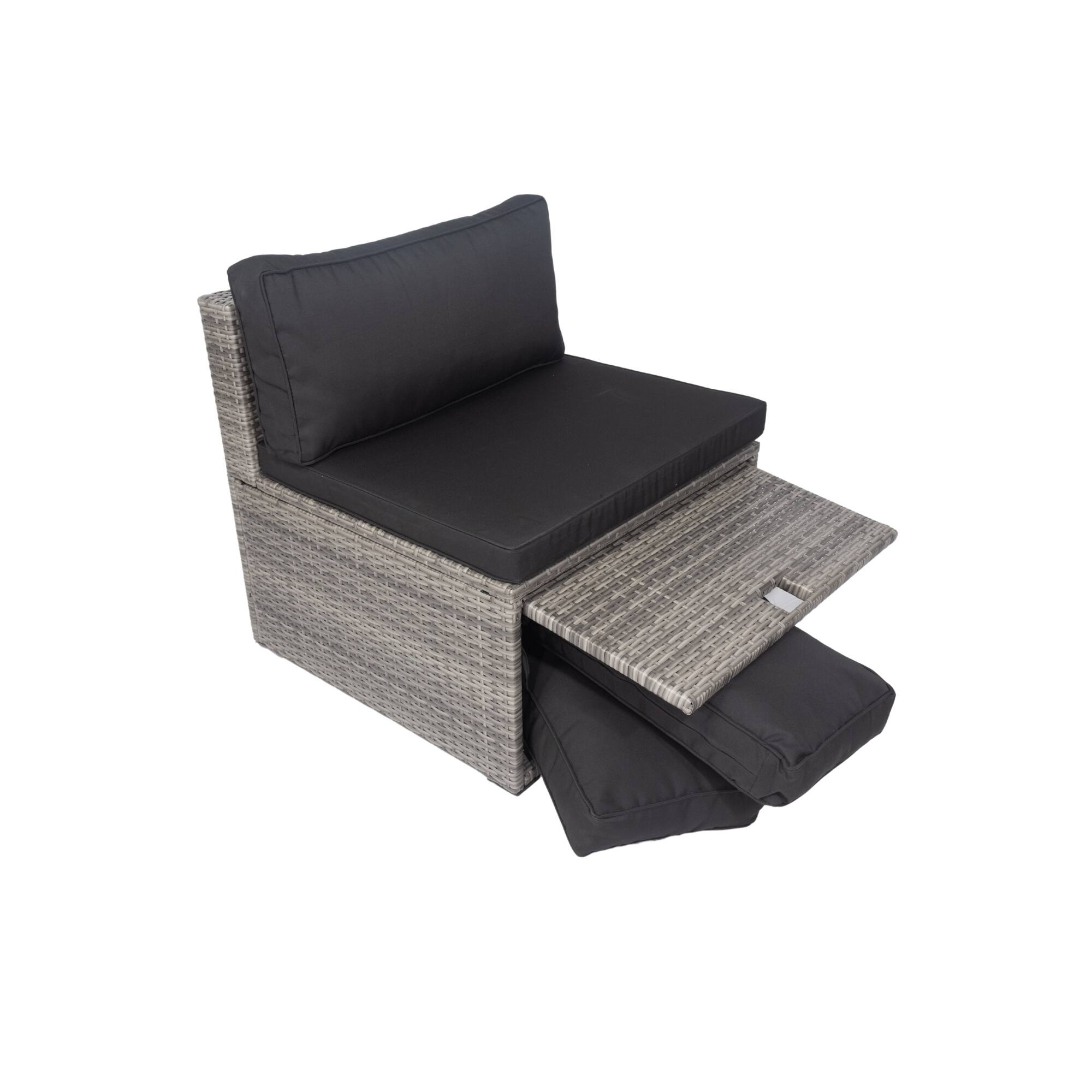 Outdoor Furniture Set with Storage, Sturdy PE Rattan Sectional Sofa in