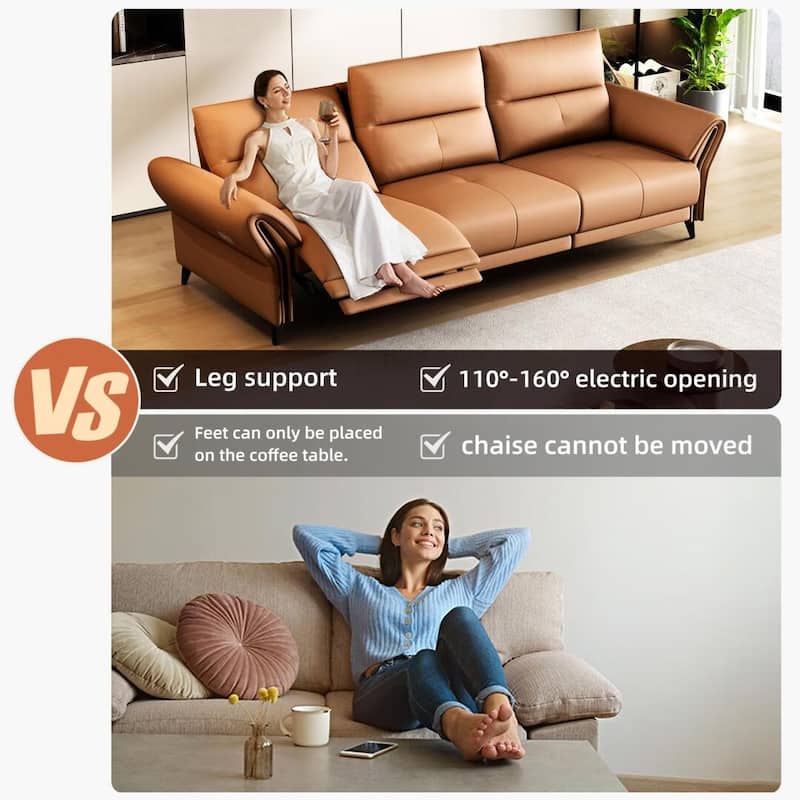 112.5'' Vegan Leather Power Reclining Sofa with USB Charging Port