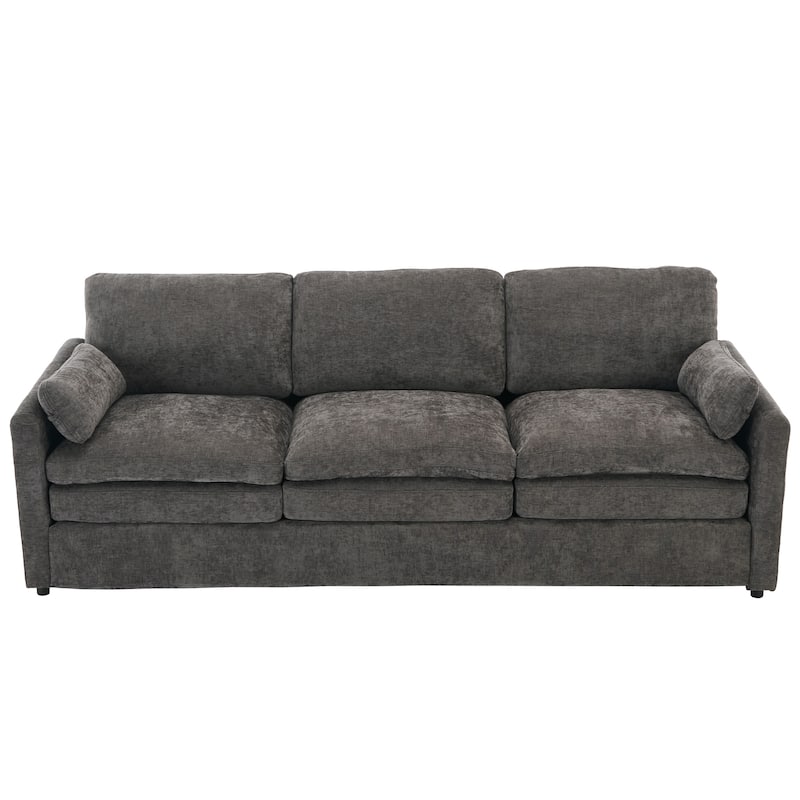 Roomfitters Upholstered 3-Seater Cloud Sofa with Double Cushions, Oversized Comfy Couch for Living Room, Grey