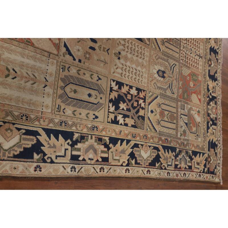 Garden Design Bakhtiari Persian Vintage Rug Handmade Peach Wool Carpet - 6'9"x 10'4"