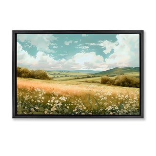 Stupell Scenic Daisy Valley Framed Floater Canvas Wall Art Design By ...