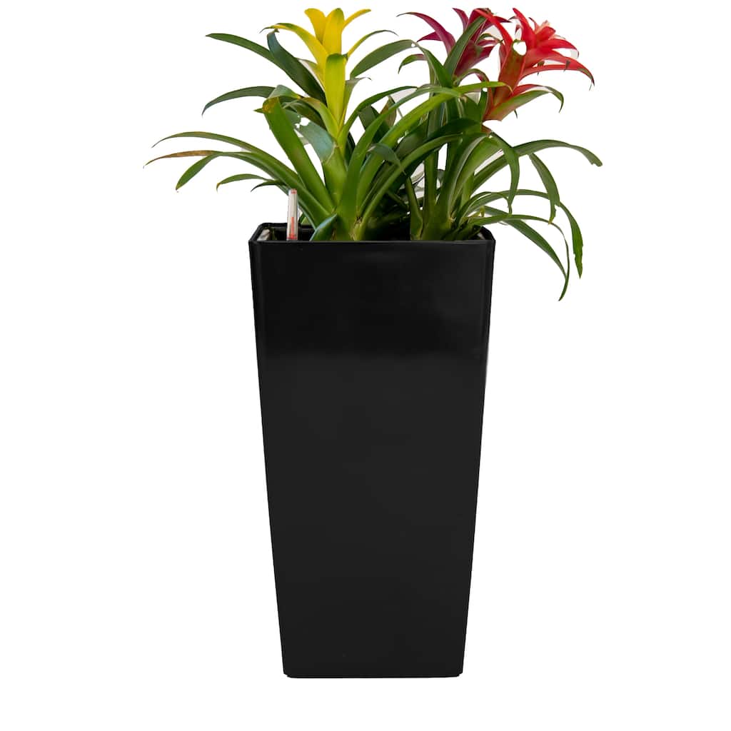 XBrand 22.4" H Plastic Self Watering Indoor Outdoor Square Planter Pot, Tall Decorative Gardening Pot, Home Décor Accent