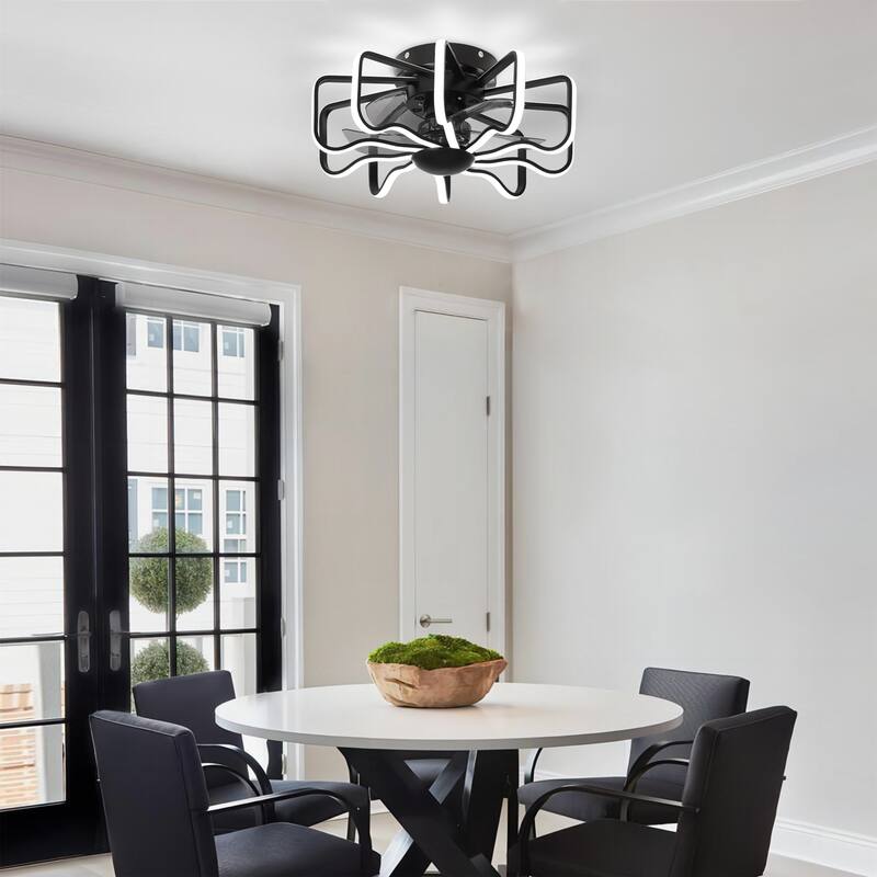 Starsky 22'' Drum Flush Mount Ceiling Fan with Light,6-Speed Low Profile Smart APP Control Ceiling Fan with Remote
