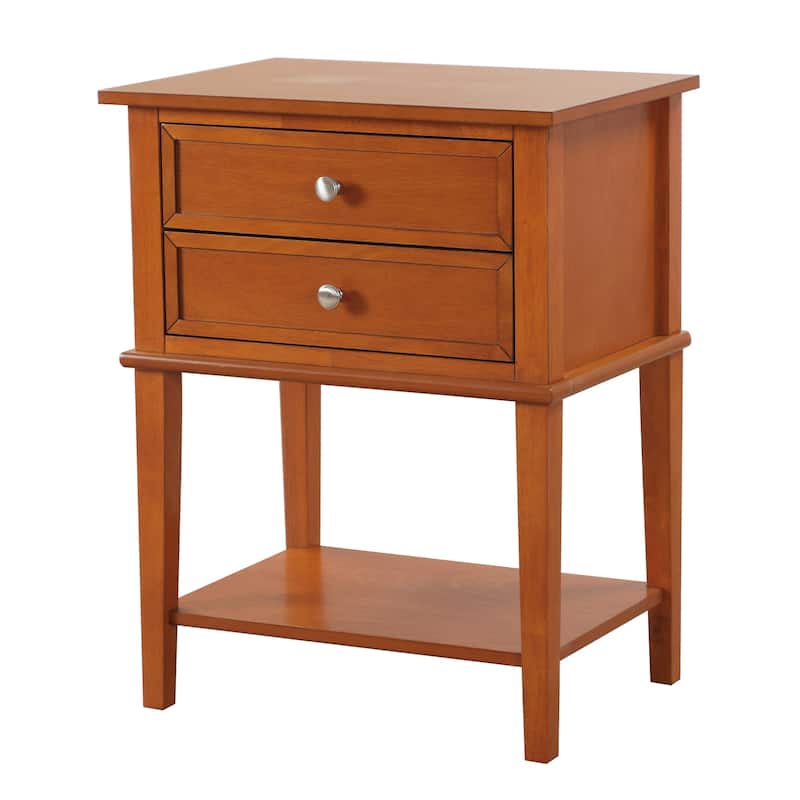 Oak Nightstand 28x22x16 Compact Contemporary Bedside Table with Open Shelf, Warm Durable Storage for Bedroom Essentials