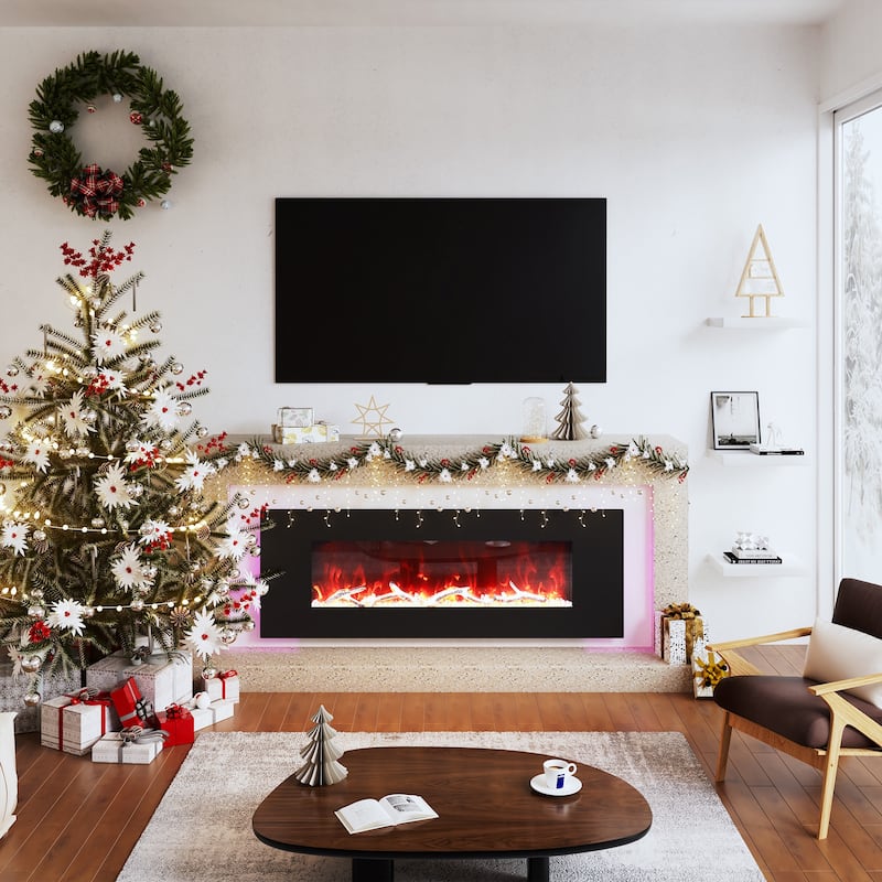 Clihome 42-72 inch Wall-mounted w/ RC (1500W) Electric Fireplace