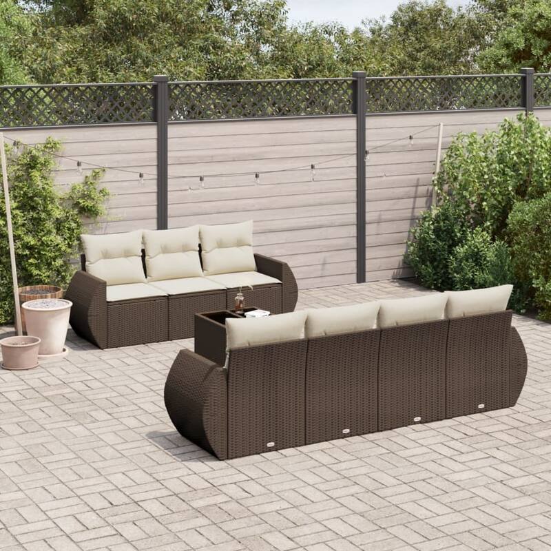 vidaXL Garden Sofa Set - 21.7 x 21.7 x 14.6 - Brown and cream