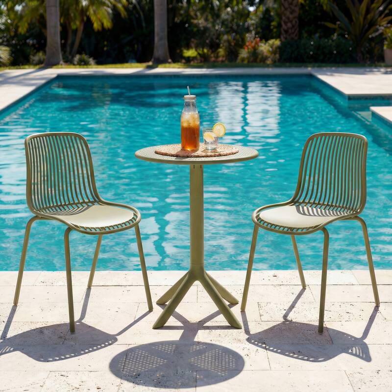 Christopher Knight Home - Eldred Outdoor Weather-Resistant Plastic Dining Chair with Metal Frame