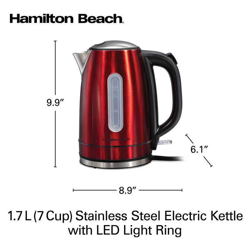 Hamilton Beach Stainless Steel Electric Kettle with LED Light Ring