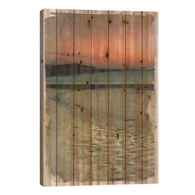 Sunset Beach Print On Wood by 5by5collective - Multi-Color