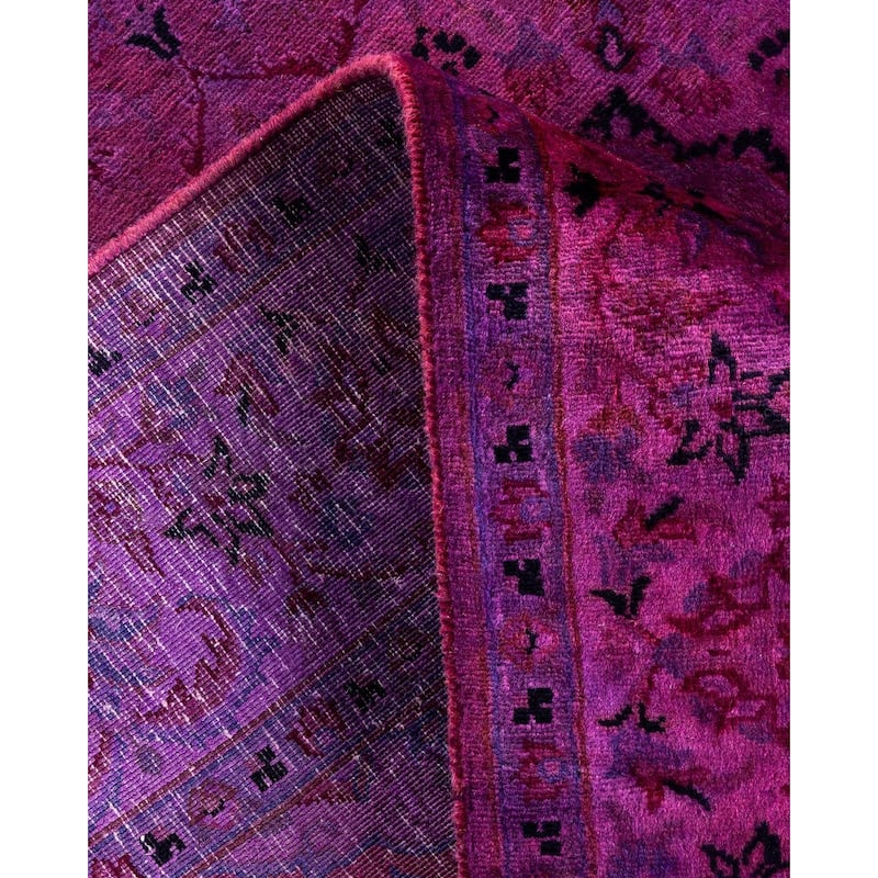 Overton Hand Knotted Wool Vintage Inspired Modern Contemporary Overdyed Pink Area Rug - 4' 2" x 6' 3"