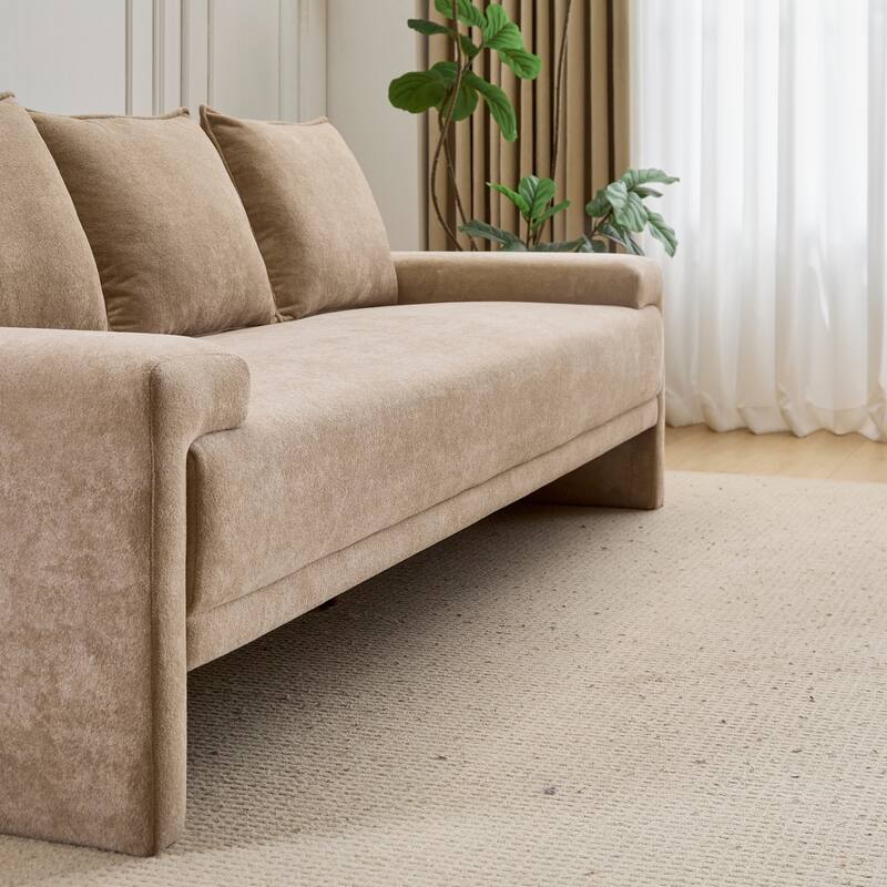 Modern Upholstered Velvet Sofa 3 Seater with Spring Cushion Support