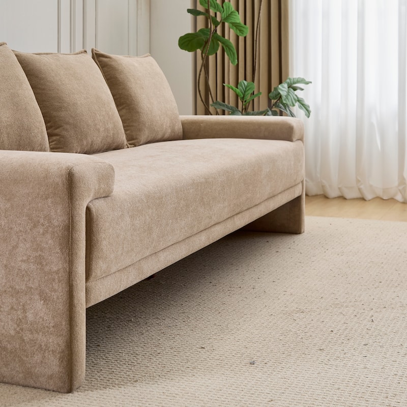 lgora Modern Upholstered 3-Seater Sofa with Wooden Frame Support