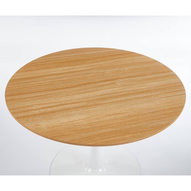 Round Dining Table with MDF Top & Pedestal Base, Tulip Dining Room Table for 4-6 People, Leisure Table for Small Places