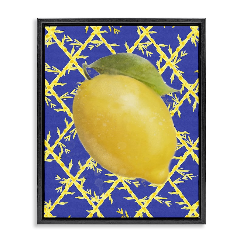 Stupell Bold Lemon over Blue Framed Floater Canvas Wall Art Design By Matthew Piotrowicz - 17 x 21 - Black