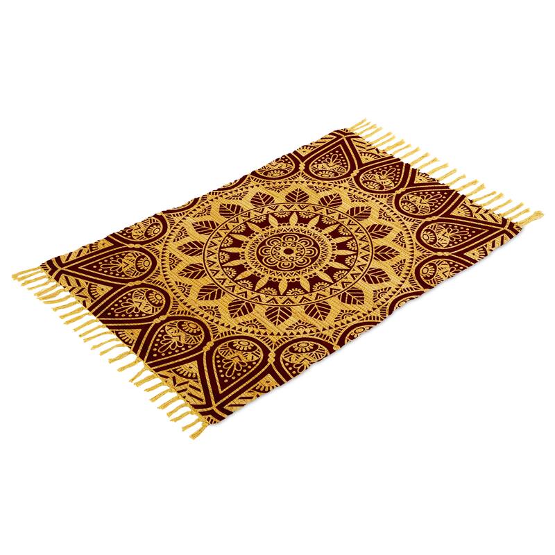Authentic Hand-Woven Indian Cotton Rug 24''x36'' - Washable, Reversible, and Timelessly Stylish - 2'x3'