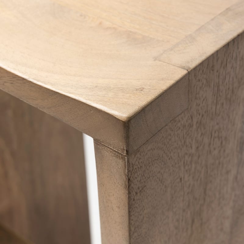 Aida Light Brown Solid Wood Bar Stool