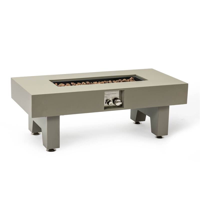 42" Rectangle Propane Fire Pit Table,Iron Multi-Purpose Outdoor Heater