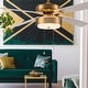 preview thumbnail 2 of 15, Dinah River of Goods Brass and Glass 52-Inch Ceiling Fan with Light - 52" x 52" x 12.5"/17.5"