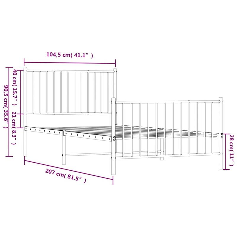 vidaXL Metal Bed Frame, No Mattress