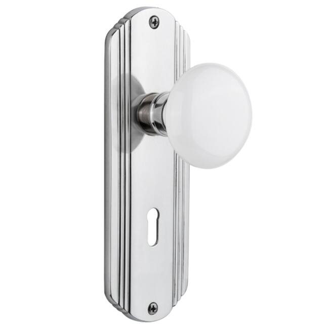Nostalgic Warehouse Vintage White Porcelain Privacy Door Knob Set with
