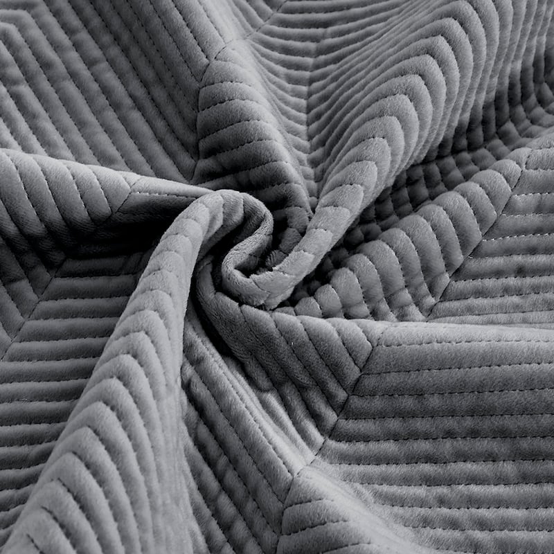 Pointehaven Heavy-Weight Oversized Chevron Design Velvet Quilt Sets