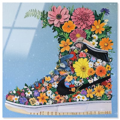 Blooming Floral Sneaker Acrylic by Art Remedy, Ready to Hang