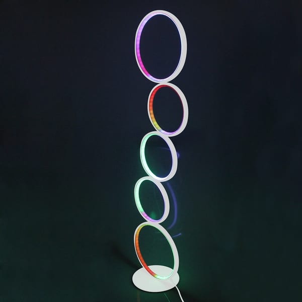 slide 2 of 14, Night Light RGB LED Circular Floor Lamp Ring Standing Lamp - 8.3x43in 8.3x43in - white