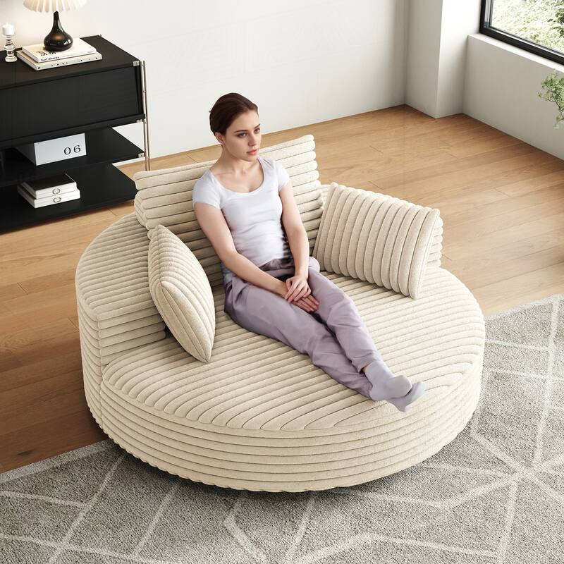 Comfortable Corduroy Foam Swivel Chair for Various Rooms, Enhancing Relaxation
