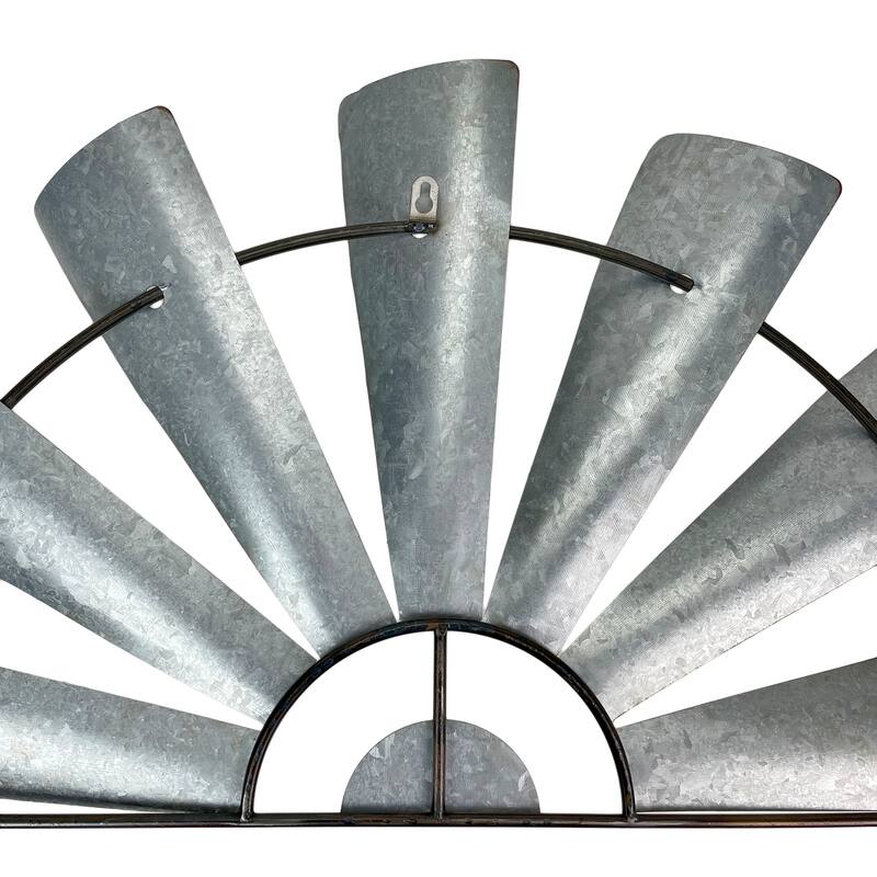 Zeckos 35 Inch Metal Half-Windmill Wall Sculpture Farmhouse Decoration
