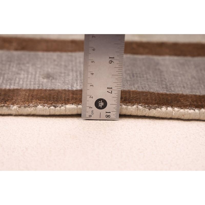 ECARPETGALLERY Hand Loomed Kashkuli Gabbeh Light Grey Viscose Rug - 5'4 x 7'7