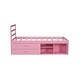 preview thumbnail 4 of 8, Pink Wood Twin Size Platform Bed Frame w/Removable Storage Shelves, Built-in Two Storage Drawers and Headboard for Kids, Teens