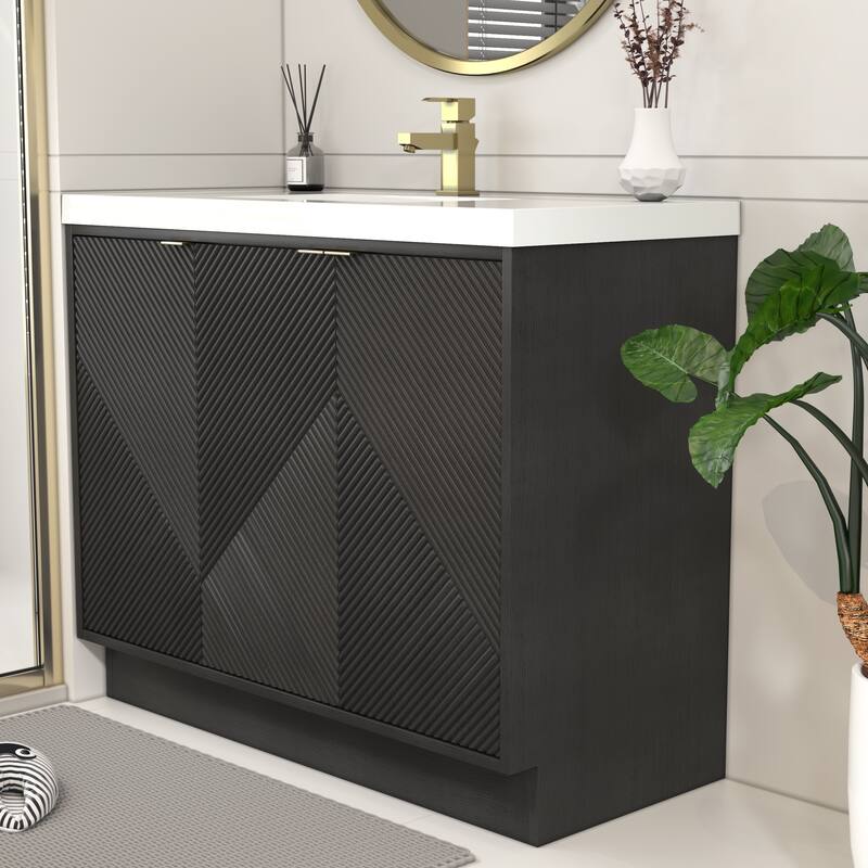 Milano 42" Freestanding (R) Bathroom Vanity with White Acrylic Sink