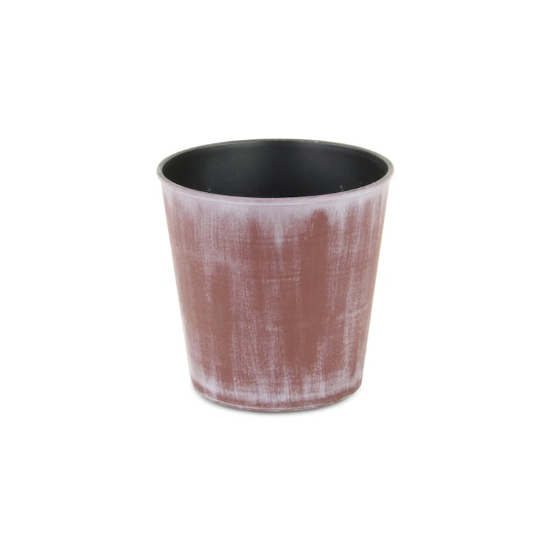 HomeRoots 5" Brown and Ivory Abstract Recycled Plastic Indoor Outdoor Round Nursery Pot