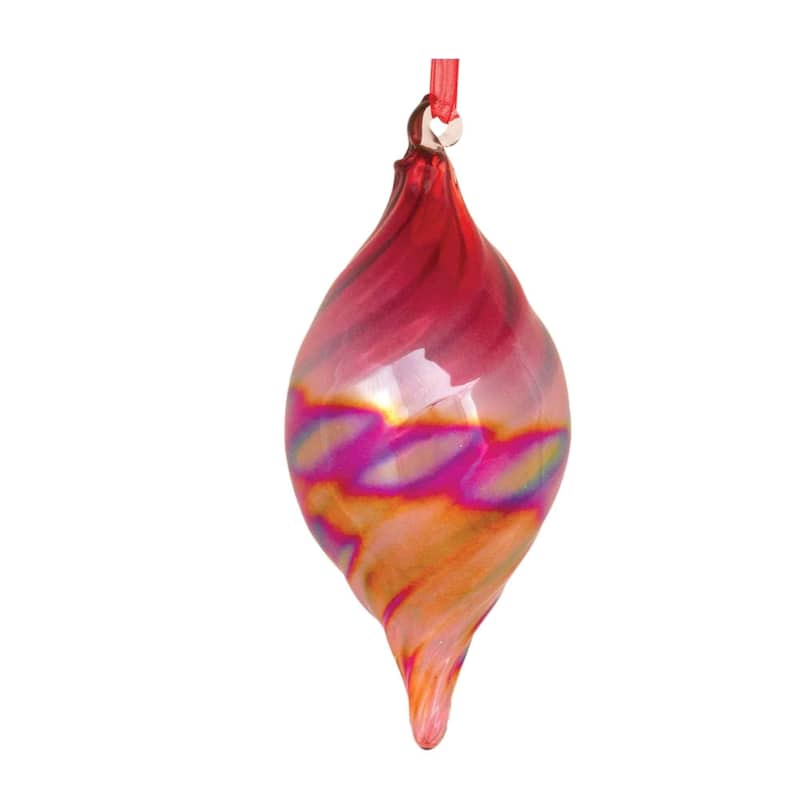 Club Pack of 12 Red Iridescent Glass Ball Drop Christmas Ornaments 6"