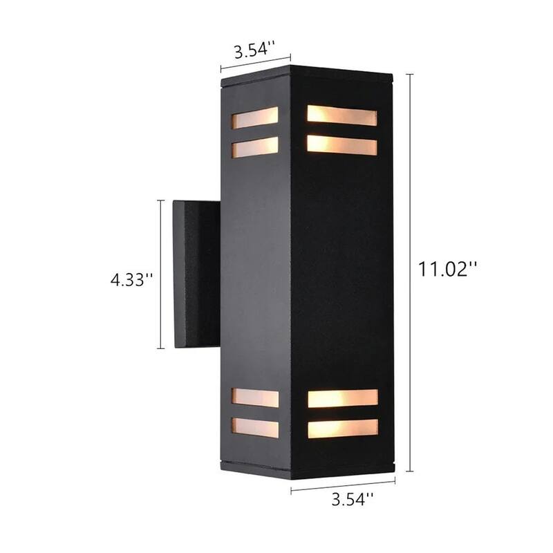 11" Mid-Century Modern Black Square Wall Sconces Waterproof IP54 Lantern Outdoor Lights
