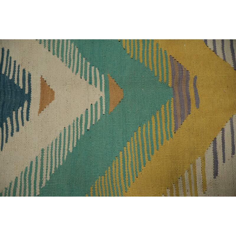 Hand Woven Oriental 100% Wool Carpet Southwestern Tribal Multi-Colored Kilim Area Rug - 9' 9'' X 6' 9''