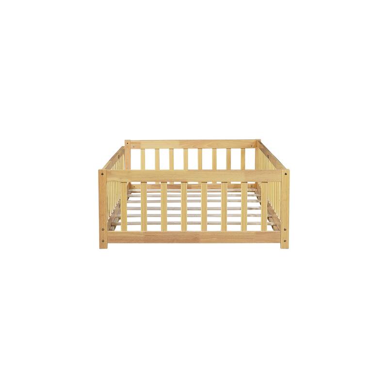 Twin Floor Platform Bed with Fence without Door