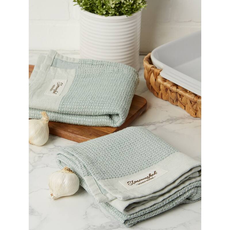 DII Washed Waffle Woven Dishtowel Set of 2